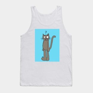 Confused Cat Design Tank Top